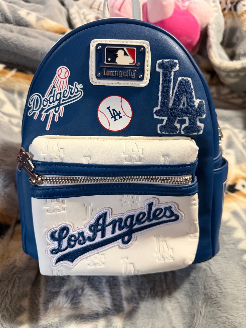 Loungefly Los Angeles Dodgers Navy Blue & White Mini Backpack
